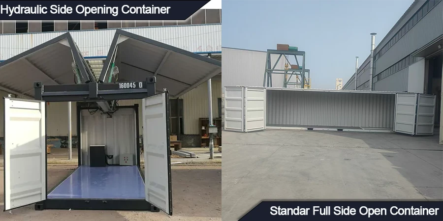 Kontainer Pembuka Sisi Hidraulik vs Kontainer Terbuka Sisi Penuh Standar